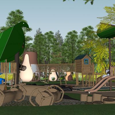 现代自然生态无动力儿童游乐森林系户外探险原木拓展训练公园景观