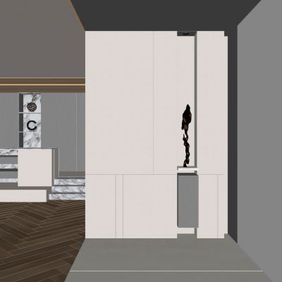 意式 中古风 几何造型 灯带楼梯 岛台 入户隔断 玄关