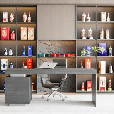 现代办公室 香烟名酒组合 意式办公室