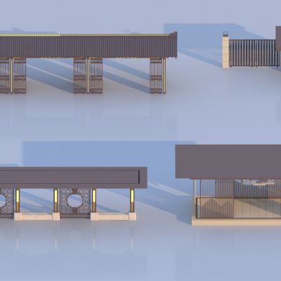 新中式廊架长廊 