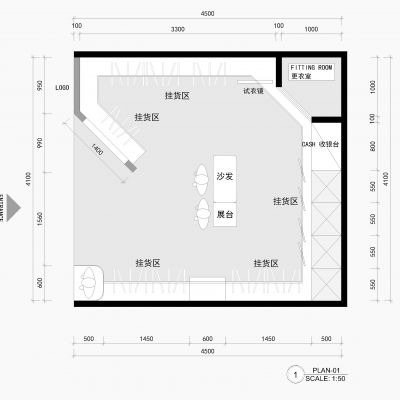 小面积服装店平面布置方案设计图CAD施工图