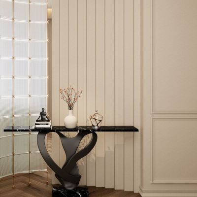 法式 奶油 中古风 玻璃砖 弧形格栅 入户隔断 玄关