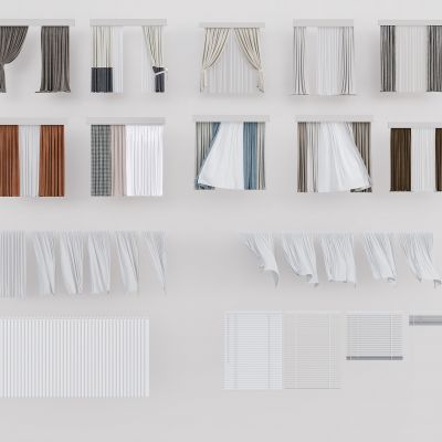 现代窗帘组合 纱窗 布帘 梦幻帘百叶帘