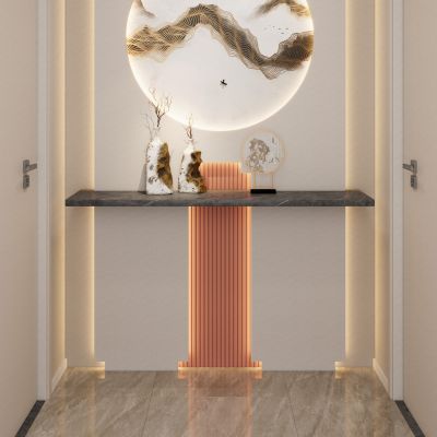 新中式 奶油 圆弧灯带 无主灯 走廊端景 玄关