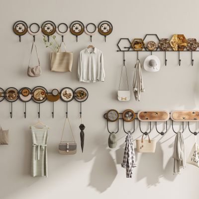 现代中古风新中式挂衣架衣挂墙饰壁挂衣服