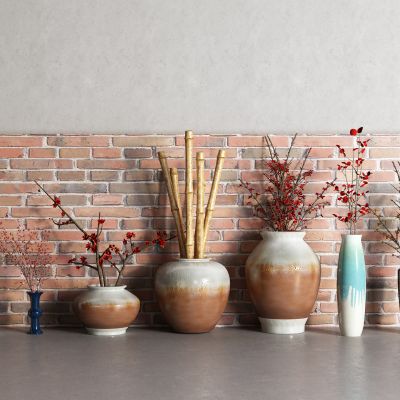 中式花瓶 花卉 陶罐