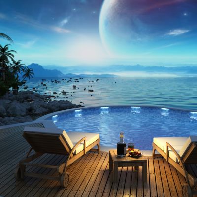 现代酒店游泳池3D模型