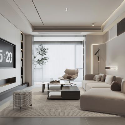 现代简约客厅极简客餐厅