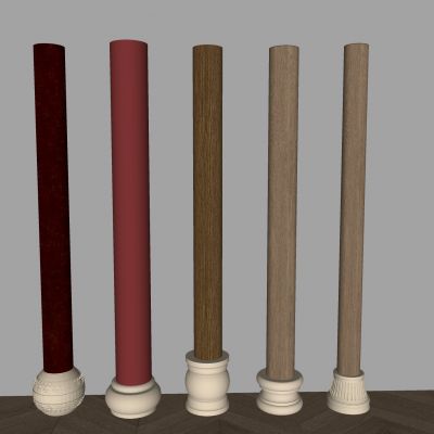 新中式柱子柱础石 木质圆柱柱基石 中式柱堆