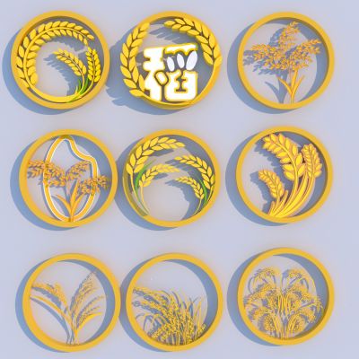 现代水稻雕塑小品 稻谷 谷子