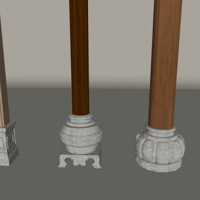  新中式石墩子柱子 石鼓木柱柱础石 中式柱础木质柱子
