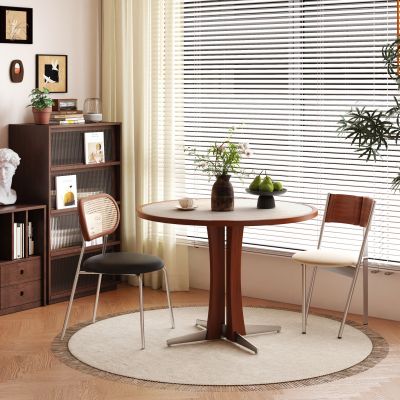  现代中古风圆餐桌椅 实木圆餐桌椅