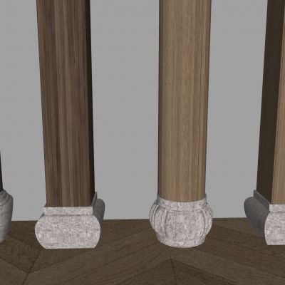 中式柱子柱础石 木质圆柱柱基石 中式柱堆