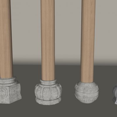 中式石墩子柱子 石鼓木柱柱础石 中式柱础木质柱子