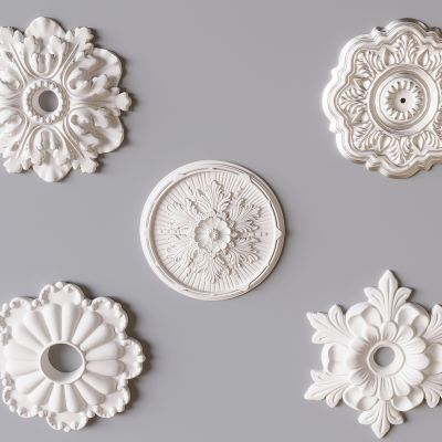 法式石膏雕花灯盘 欧式石膏吊灯底座