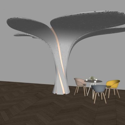 新中式树枝柱子 喇叭花瓣柱子 工业风异形装饰柱 洽谈休闲桌椅