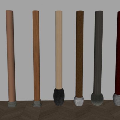 中式柱子柱础石 新中式木质圆柱 柱基石