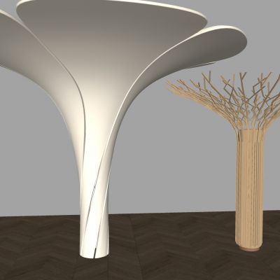 新中式树枝柱子 螺旋喇叭花瓣柱子 工业风异形装饰柱