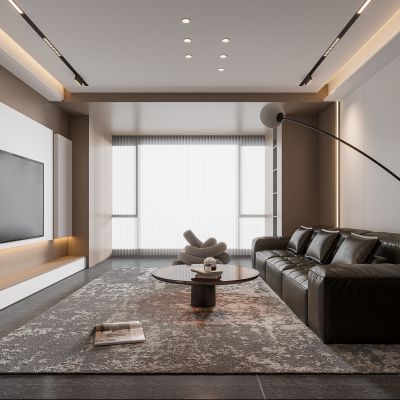 现代客餐厅 无主灯客厅 沙发组合 茶几组合 饰品摆件