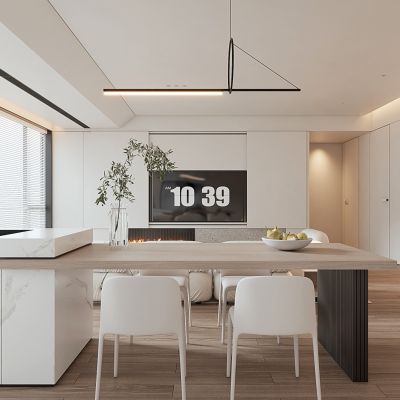 现代极简客餐厅黑白灰