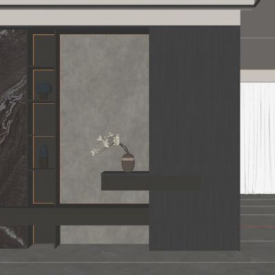 意式 轻奢 黑金风 壁龛 几何灯 小洞天 入户端景 玄关 