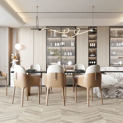 现代轻奢餐厅暖色调