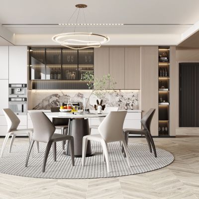 现代简约餐厅暖色调轻奢