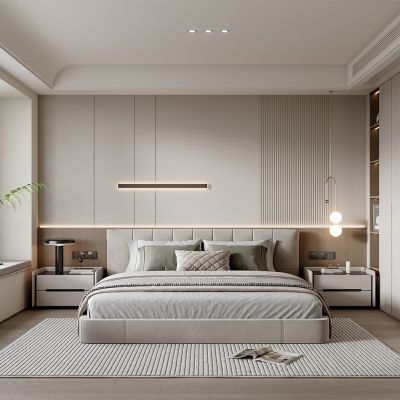 现代简约卧室暖色调