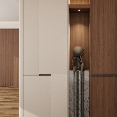 北欧 奶油 中古风 回旋镖 鞋柜 入户端景 玄关