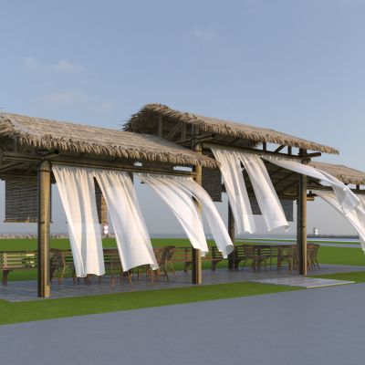 新中式乡村茅草亭 乡村凉亭 茅草屋