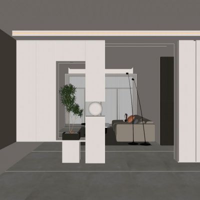 意式 奶油 极简风 球体 绿植 无主灯 入户端景 玄关