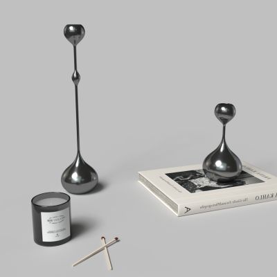 现代摆件蜡烛火柴书籍金属摆件