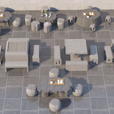 新中式户外石桌椅组合 石凳