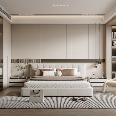 现代简约卧室暖色调主卧