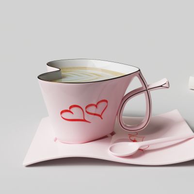 陶瓷创意心形情侣杯子一对欧式咖啡杯套装