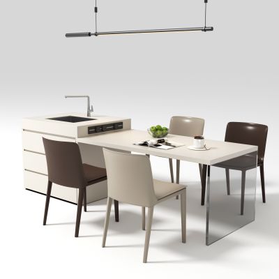 意式岛台餐桌椅组合