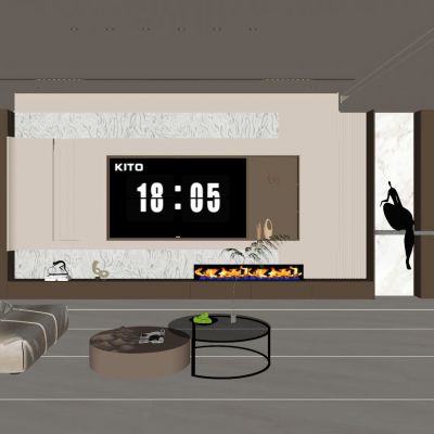 意式 中古风 火焰壁龛 内嵌 客厅 电视墙