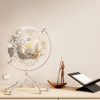 加勒比海盗船 微方透明地球仪 桌面摆件组合 飞翔的荷兰人