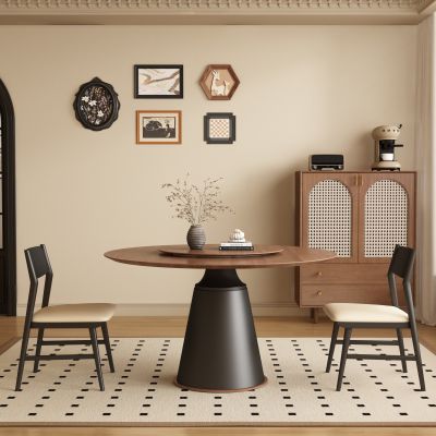 中古风法式餐厅 圆餐桌椅