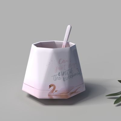 现代粉色天鹅八角咖啡杯