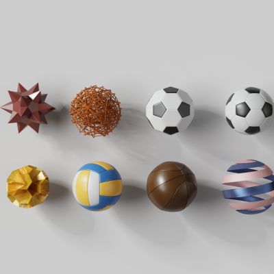 现代球体集合足球篮球排球彩虹球花球海星线球六边形球