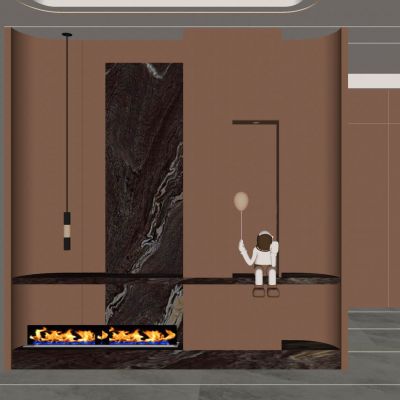 意式 轻奢风 弧形 奢石 格栅 弧形顶 入户端景 玄关