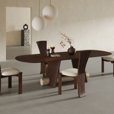 侘寂风实木餐桌椅