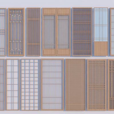 新中式格栅屏风 