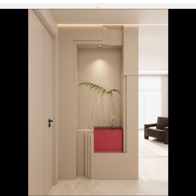 意式 奶油风 斯卡帕叠级 造景 入户端景 玄关