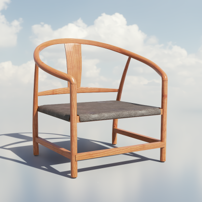新中式椅子 户外椅 木椅3d