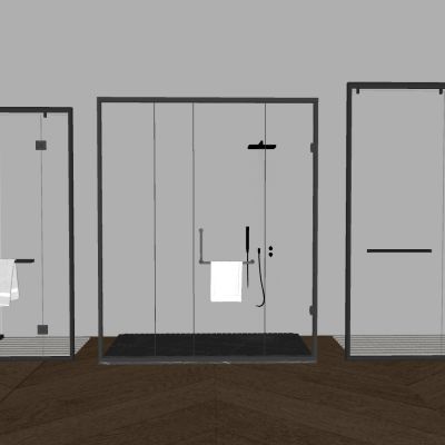 淋浴房玻璃平开门 淋浴花洒毛巾架 淋浴间玻璃隔断