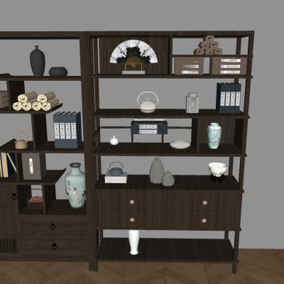 中式实木博古架 书架茶具架收纳架 置物架花几花架