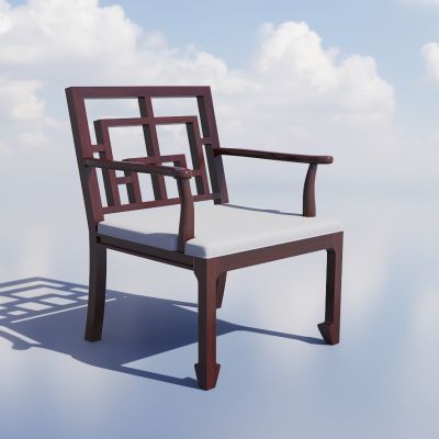 新中式椅子 户外椅 木椅3d