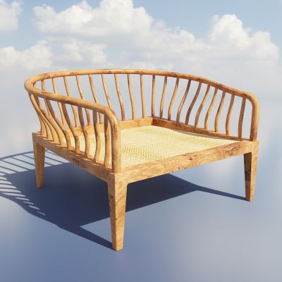 新中式椅子 户外椅 木椅3d